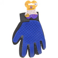 Расческа - перчатка для собак и кошек ЛАПКИ и ЦАРАПКИ, на липучке, цвет синий, 23см (подвес)