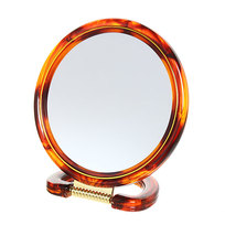 Зеркало настольное двухстороннее в пластиковой оправе Янтарь круглое, подвесное d-18см
