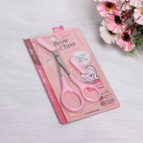 Ножницы с расчёской для коррекции бровей Eyebrows, цвет розовый, 13*5,3см