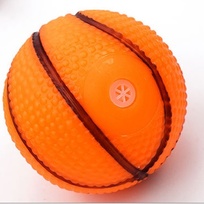 Игрушка - мячик для собак средних и крупных пород БЕГИ ЛОВИ, цвет оранжевый, с пищалкой, d-7см (лейбл)
