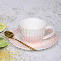 Чайная пара Жемчужный блеск (кружка 180мл, блюдце, ложка) розовый