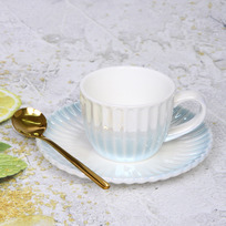 Чайная пара Жемчужный блеск (кружка 180мл, блюдце, ложка) голубой