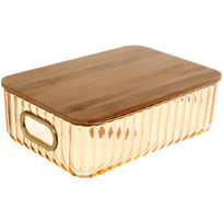 Контейнер - органайзер для хранения с бамбуковой крышкой БРАМИНГЕМ, прозрачный, 26*18.5*8.5см