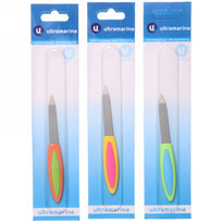 Пилка для ногтей металлическая на блистере Ultramarine - Радуга, цвет ручки микс,14см