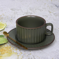 Чайная пара Вива (кружка 240мл, блюдце, ложка) зеленый