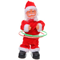 Дед Мороз музыкальный 30 см в красной шубе с обручами (работает от 3*АА - в комплект не входят)