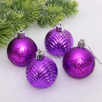 Новогодние шары 5 см (набор 4 шт) Лесная тайна, фиолетовый