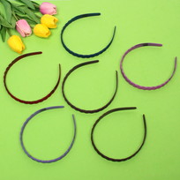 Ободок для волос пластиковый Province - Amelia, косичка, микс 6 цветов, 1,2 см ( подвес)