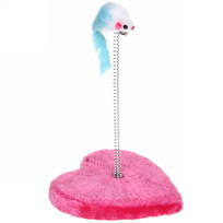 Игрушка для кошек напольная с пружинкой и колокольчиком ЛАПКИБум, цвет розовый, 15*15*20см