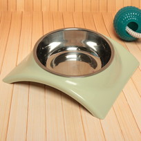 Миска металлическая Колор-Волна 250мл 19*16*5см на пластиковой подставке,цвет зеленый