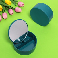 Зеркало настольное с органайзером для косметики Beauty, цвет голубой, 16,5*17см