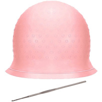 Шапочка силиконовая для мелирования волос KLEVER, в комплекте с крючком, цвет розовый, 30*23см