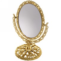 Зеркало настольное в пластиковой оправе Версаль - Овал, цвет золото, двухстороннее, 30см