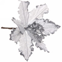Украшение новогоднее Пуансеттия-Чародейка 15 см, Серебро