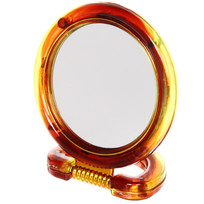 Зеркало настольное двухстороннее в пластиковой оправе Янтарь круг, подвесное d-9см (Стикер на минивложение12шт)