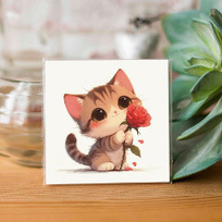Карточка Котик с розой