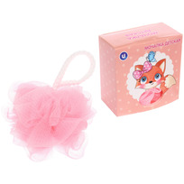 Мочалка детская полипропиленовая в красочной коробке KARAPPPUZ House, цвет розовый, d - 10см,30гр