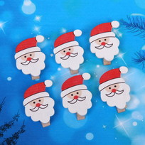 Прищепки декоративные Весёлый Дед Мороз 3,5 см (набор 6 шт)