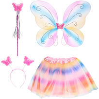 Карнавальный костюм Радужный окрас (юбка,крылья,волшебная палочка,ободок)
