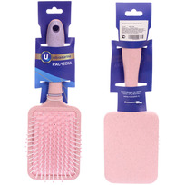 Расчёска массажная Beauty Bar Viki, форма квадратная, цвет розовый фламинго, 26*9см (Блистер Ultramarin и пакет)