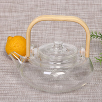 Чайник заварочный стеклянный 850мл Хай-Тек с бамбуковой ручкой и стеклянным ситом