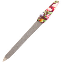 Пилка для ногтей металлическая Цветочный принт, цвет ручки микс, 14см