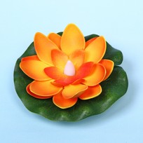 Растение водоплавающее Кувшинка d-10см с подсветкой от контакта с водой, оранжевая