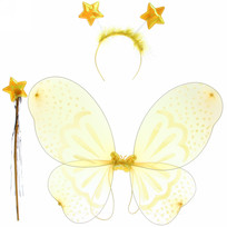 Карнавальный набор (крылья, ободок, палочка) Фея горошки желтый