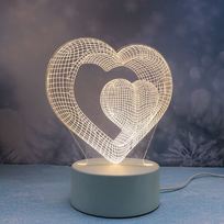 Светильник ночник 3D-Парящая любовь на пластиковой подставке, с включателем USB