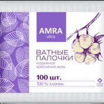 Ватные палочки Amra (пакет) 100шт
